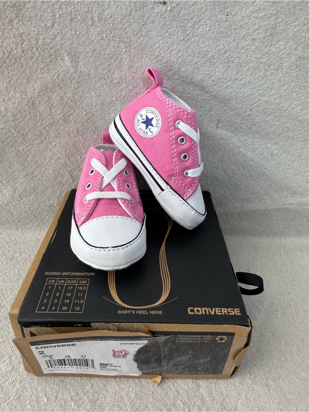 Infant Converse Chuck Taylor Pink All Star First Star Crib Shoe - New